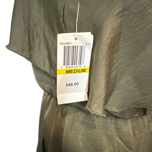 City Triangles Women’s Olive Green Ruffle Dress Size M – Belted, Sleeveless - Picture 6 of 11